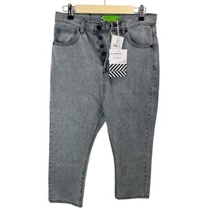 FREE PEOPLE x SANDRINE ROSE SILVER DROP RISE ANKLE BUTTON FLY JEAN NWT SZ 27